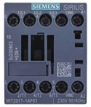 Image of Siemens SIRIUS Innovation 3RT2 3 Pole Contactor - 12 A, 230 V ac Coil, 3NO, 5.5 kW