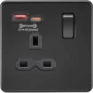 Image of MLA Knightsbridge 13A 1G Switched Socket With Dual USB A+C Matt Black - SFR9919MBB