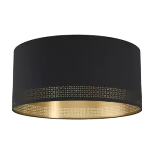 Image of Wall Flush Ceiling Light Colour Black Shade Black Gold Fabric Bulb E27 1x40W
