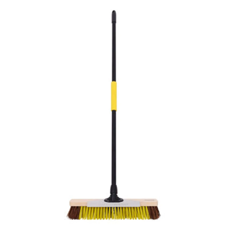 Image of Bulldozer Straight Stiff Natural Fibre & Pet Outdoor Floor Broom & Scraper, (W)480mm