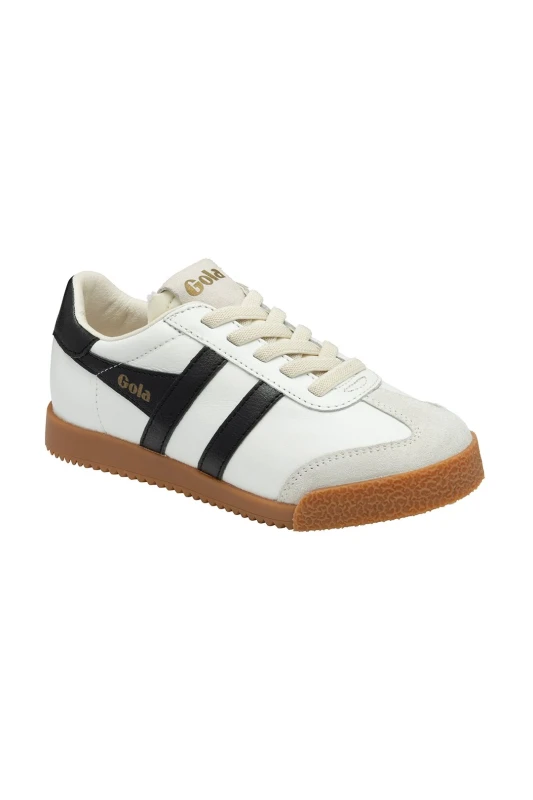 Image of Gola Classics 'Elan' Leather Kids Trainers in White Size: Infant 9 White Unisex Infant 9