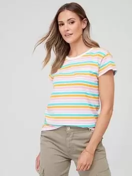 Image of Barbour Pure Cotton Stripe T-Shirt - Multi, Size 14, Women