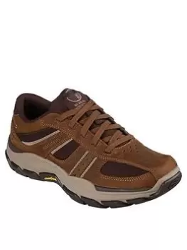 Image of Skechers Respected Bike Toe Lace Up Shoe, Brown, Size 6, Men