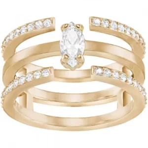 Image of Ladies Swarovski Rose Gold Plated Size N Gray Ring