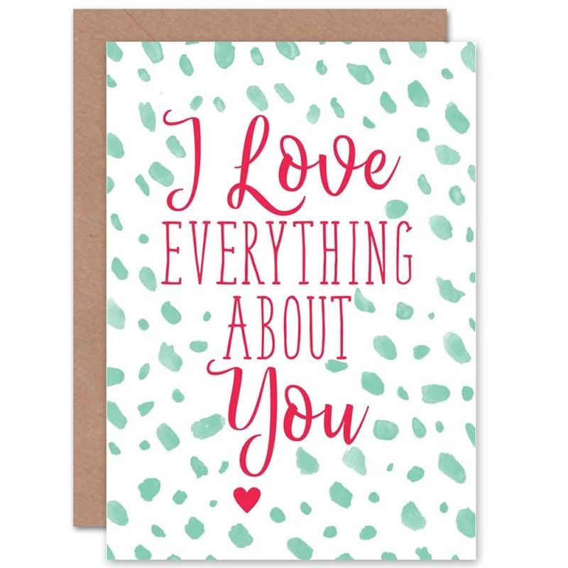 Image of Artery8 Love Everything About You Romance Valentines Greetings Card Green unisex