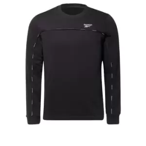 Image of Reebok Workout Ready Piping Crew Sweatshirt Mens - Black