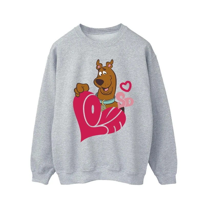 Image of Scooby Doo Scooby Doo Men Love Heart Sweatshirt in Grey Size: Small Grey S Male 5063376336352
