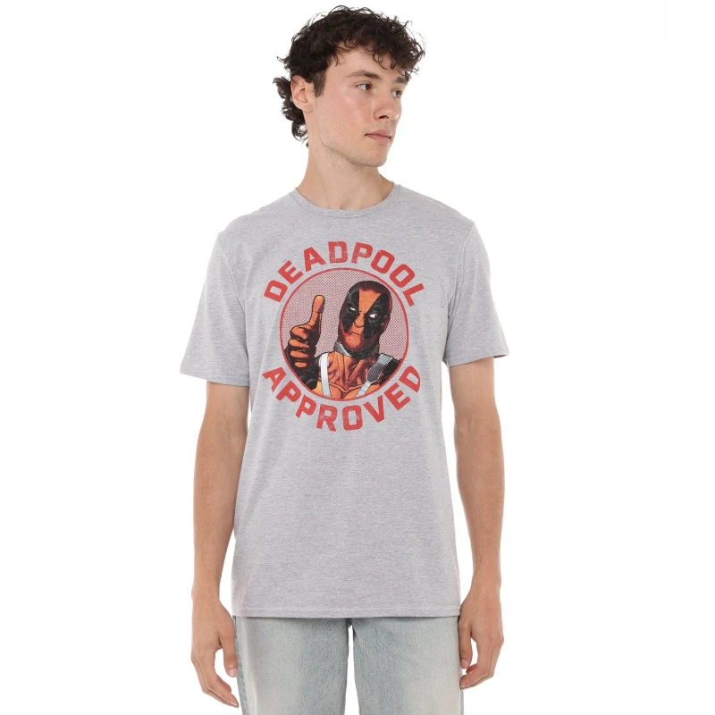 Image of Deadpool Men Marvel Deadpool Approved Mens T-Shirt Grey Size: Medium Grey M Male 5052777794700