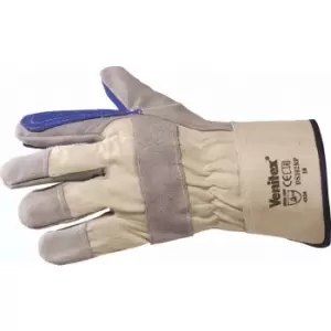 Image of Venitex Workwear Cowhide Split Leather Gloves (One Size) (Blue/Grey)
