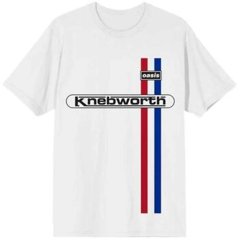 Image of Oasis Oasis Men Knebworth Vertical Stripe T-Shirt in White Size: X-Large White XL Male 5063574187008