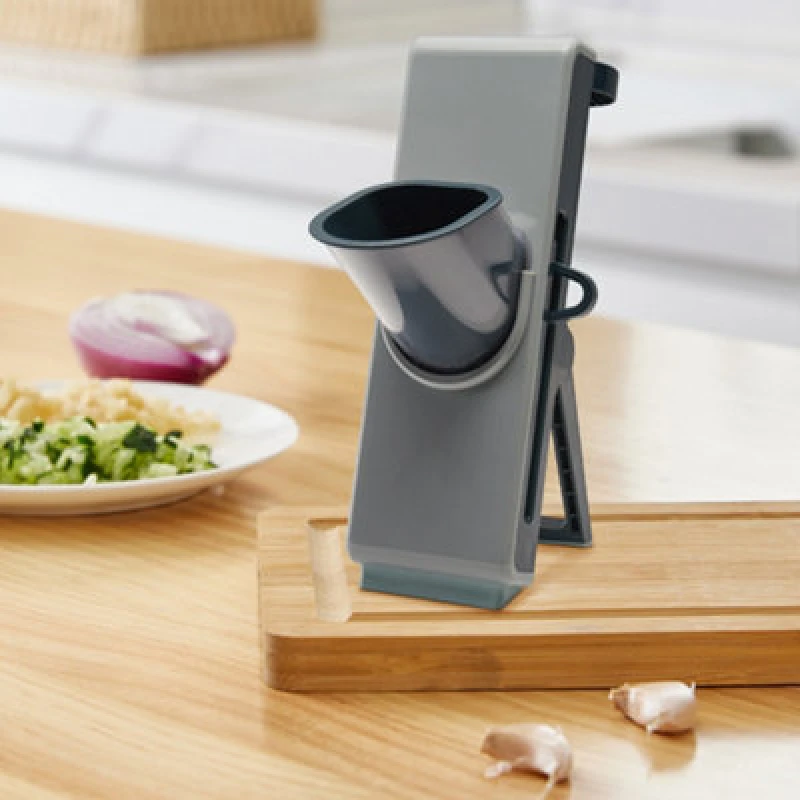 Image of Living And Home Set Of 3 Blade Kitchen Manual Mandoline Slicer With Food Container, Dark Blue