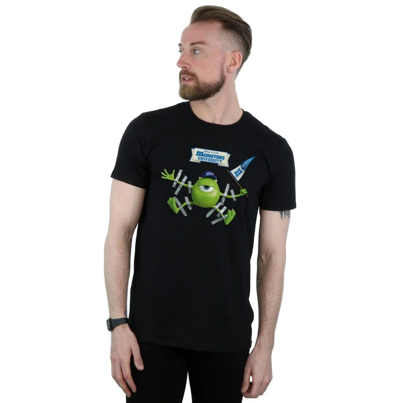 Image of Disney Men Monsters University Taped Mike T-Shirt in Black Size: Small Black S Male 5057972613399