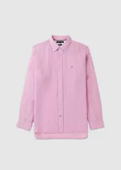 Image of Tommy Hilfiger Mens Pigment Dyed Li Solid Rf Shirt In Classic Pink