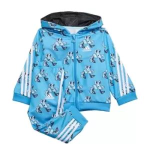 Image of adidas Future Icons Shiny Allover Print Jogger Set (Gende - Pulse Blue / Bliss Blue / Blac