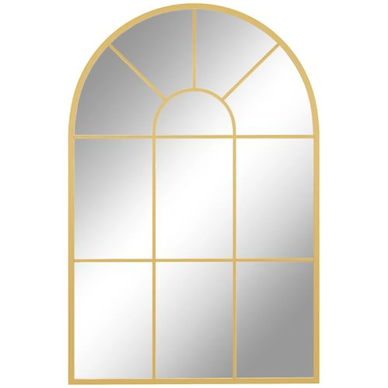 Image of HOMCOM Modern Arched Window Wall Mirror for Bedroom, 91x60cm, Gold Tone, Gold 830-631V01GD