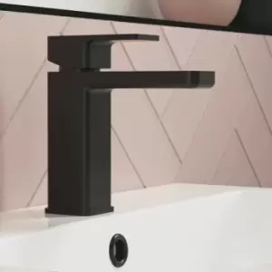 Image of Nuie Windon Basin Mixer Tap Single Lever Matt Black Waste Bathroom Modern - Black