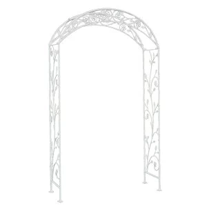 Image of Charles Bentley Garden Wrought Iron Garden Arch White