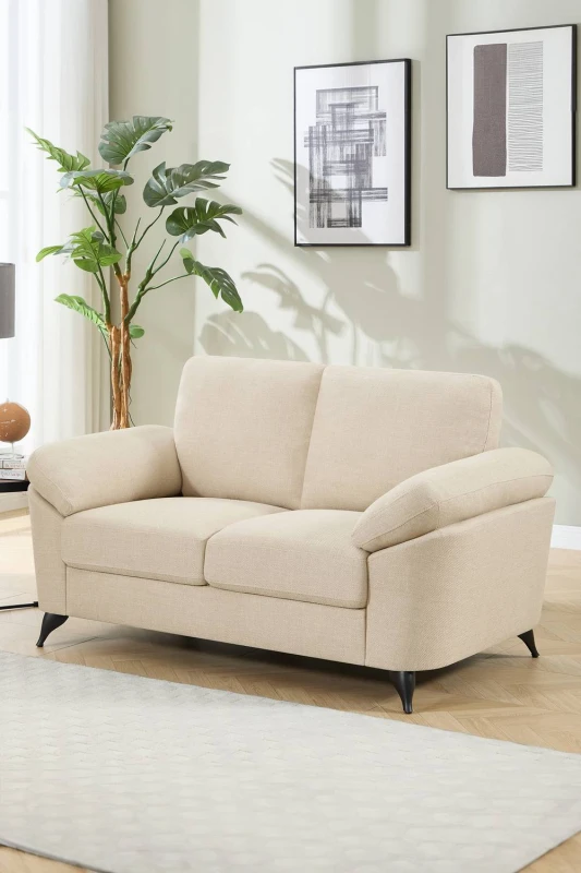 Image of More4Homes Malmo 2 Seater Sofa Modern Scandi Style Fabric Living Room Sofa (Beige)