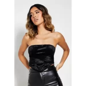 Image of I Saw It First Velvet Tie Back Corset Top - Black