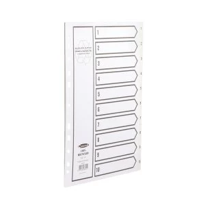 Image of Concord A4 Index 1 10 Recycled Card Multipunched 180gsm White