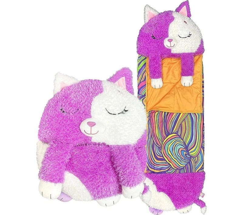 Image of HAPPY NAPPERS Cat 2-in-1 Plush Toy & Sleeping Bag Large 5061059292193
