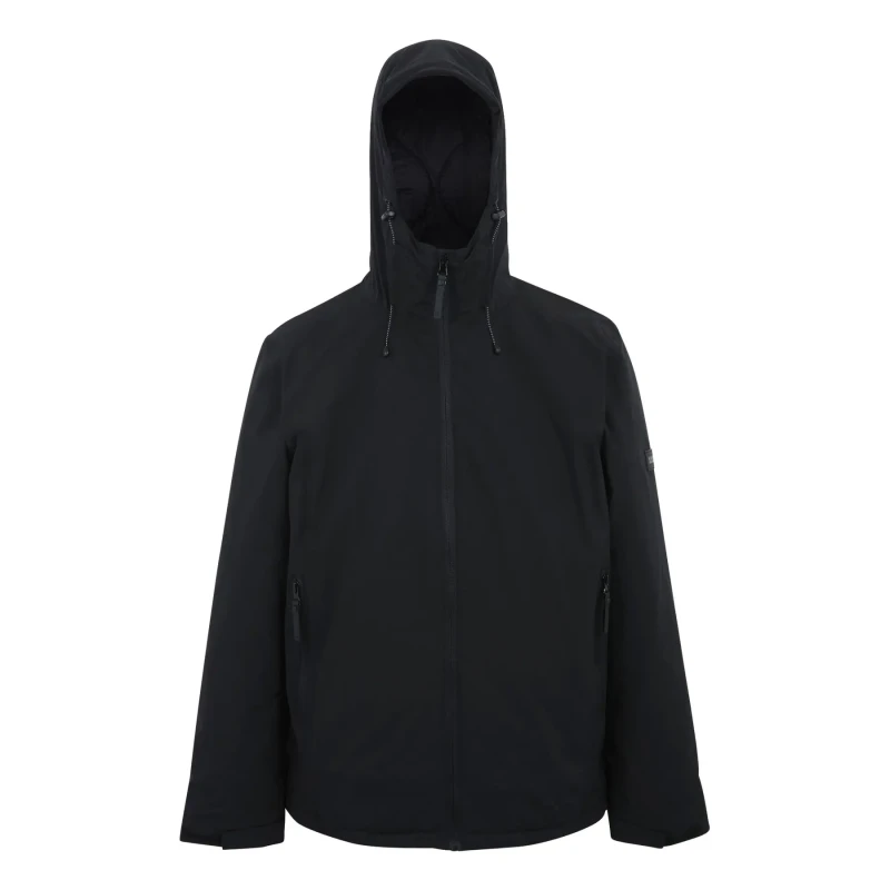 Image of Regatta Regatta Men Winsar Hooded Waterproof Breathable Insulated Jacket in Jet Black Size: Medium Jet Black M Male 5063516101673