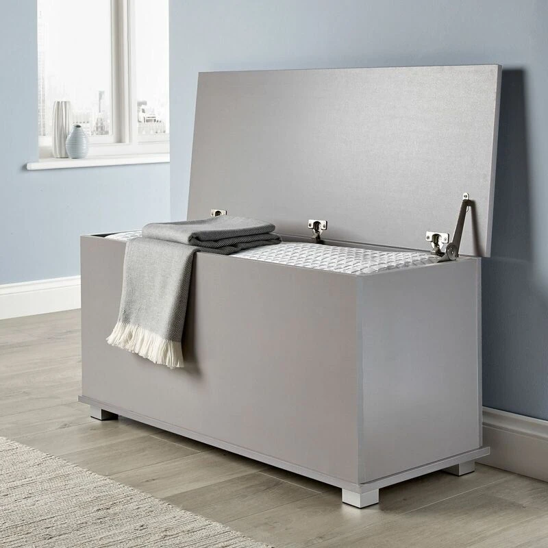 Image of Home Source Malmo Storage Ottoman Chest Unit Grey