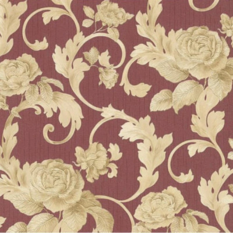 Image of As Creation Architects Red And Gold Leaf Damask Luxury Wallpaper Textured Heavyweight Vinyl