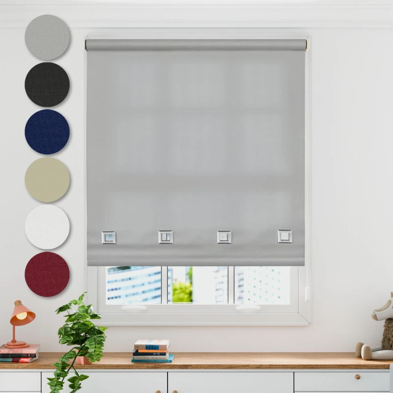 Image of Emma Barclay Square Eyelet Roller Blind Grey unisex 180x165cm