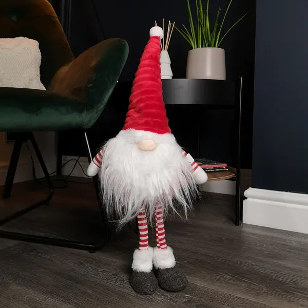 Image of 53cm Standing Plush Christmas Gonk with Grooved Hat in Red