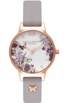 Image of Ladies Olivia Burton Enchanted Garden Grey Lilac & Rose Gold Watch OB16ES05