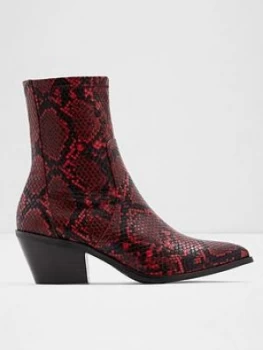 Image of Aldo Batis Snake Print Ankle Boot - Red, Size 7, Women