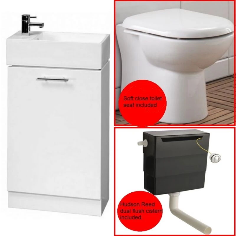 Image of Mayford 1 Door Compact Vanity Unit with Basin Gloss White