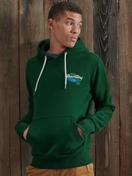 Image of Superdry Classic Logo Hoodie, Green, Size S, Men