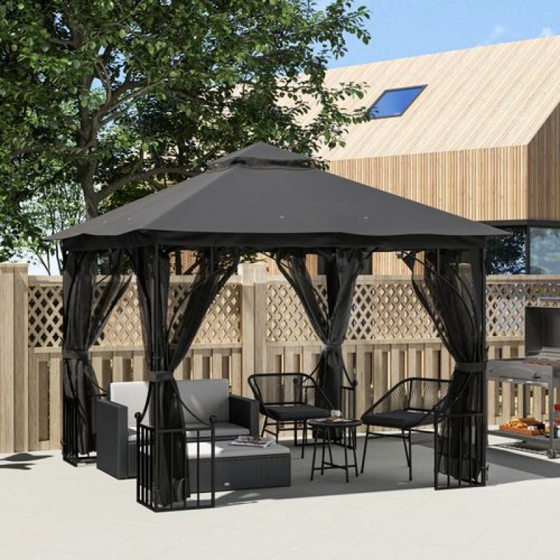 Image of Outsunny Outsunny Gazebo Party Tent Canopy Sun Shade for Patio Garden 3x3(m)