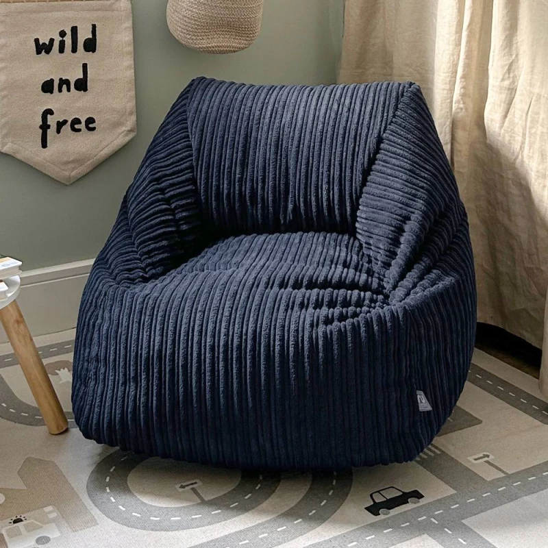 Image of rucomfy Beanbags rucomfy Indoor Jumbo Cord Snuggle Bean Bag Chair for Kids in Navy Navy Unisex
