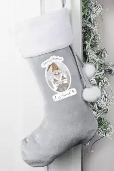 Image of Personalised Christmas Gonk Grey Stocking - Polyester
