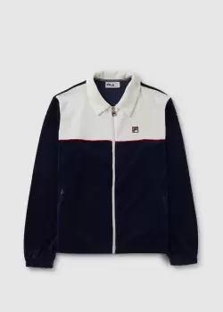 Image of Fila Mens Gerad Velour Jacket In Navy/Egret/Red