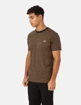Image of Fred Perry Fine Stripe T-Shirt - Shaded Stone/Navy Blue