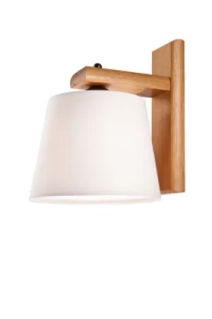 Image of Aida Wall Lamp With Fabric Shade Oak Rustic, 1x E27