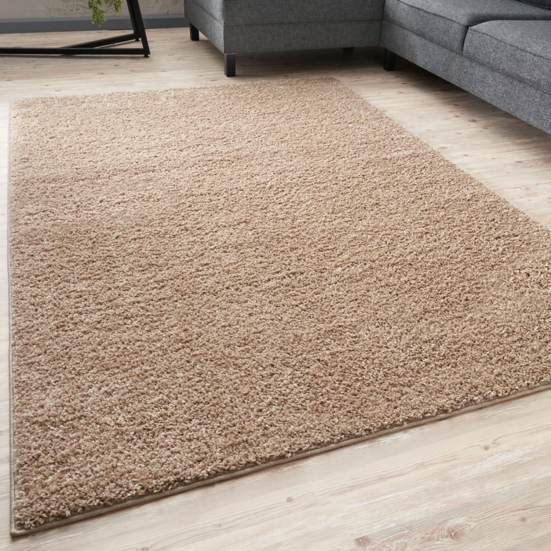 Image of THE RUGS Shaggy Rugs Beige Living Room Rug - Soft Fluffy Thick Carpet For Bedrooms & Kitchen Easy To Clean Home Decor Rugs Size: 160cm x 230cm Bei