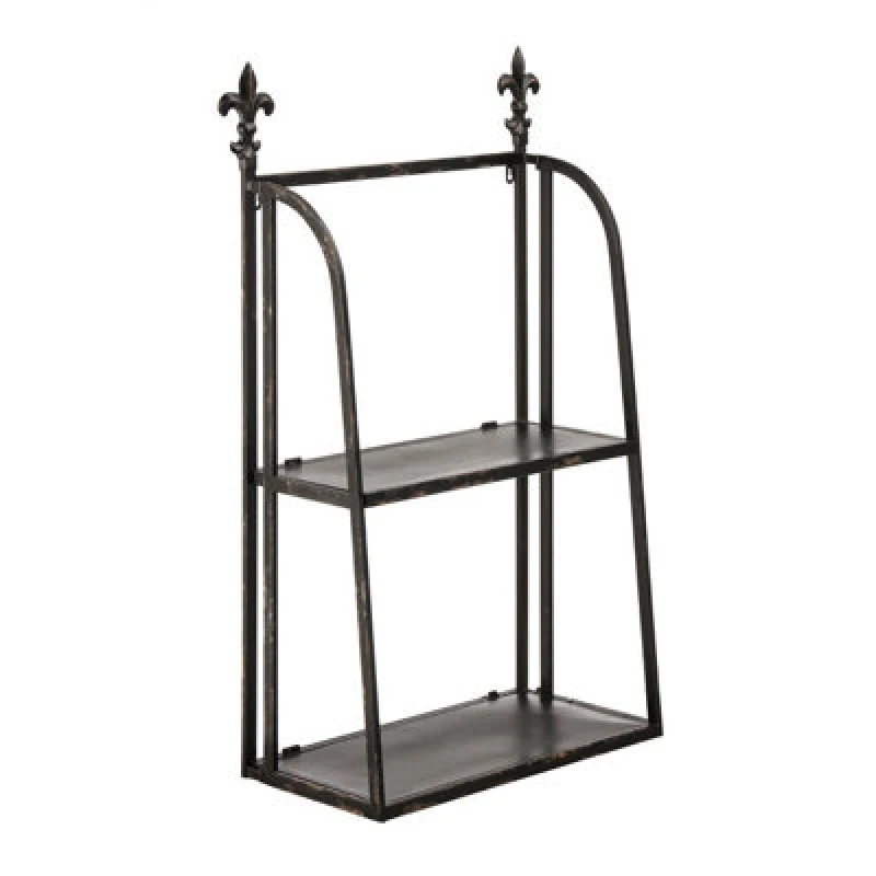 Image of Premier Housewares 2 Tier Black Metal Wall Mountable Shelf Unit Black unisex