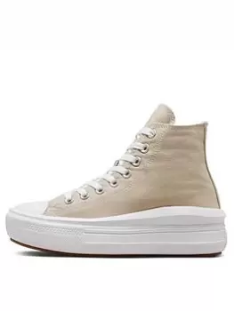 Image of Converse Chuck Taylor All Star Move Platform Hi-Tops - Beige, Beige, Size 4, Women