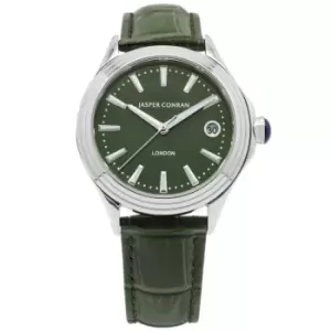 Image of Ladies Jasper Conran London 36mm Watch with a Green Dial and a Green Leather strap