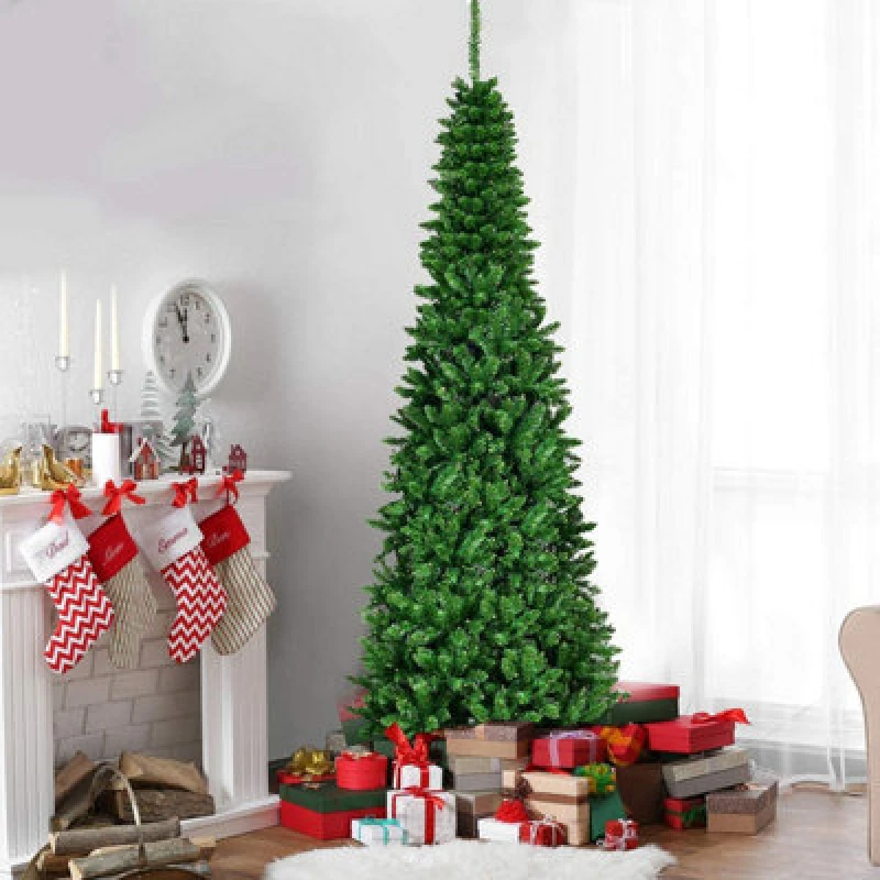 Image of Shatchi 6ft Prelit Green Pencil Christmas Tree With Warm White Leds