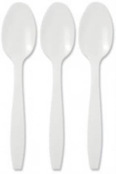 Image of Value Dessert Spoons Plastic White (Pack 100)