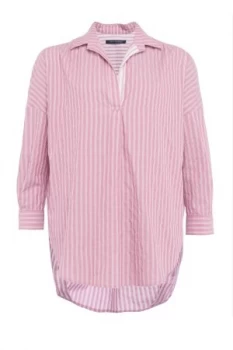 Image of French Connection Bega Stripe Dip Hem Shirt White