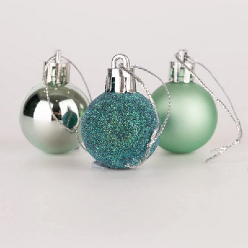 Image of Shatchi 30mm/24Pcs Christmas Baubles Shatterproof Turquoise,Tree Decorations Turquoise
