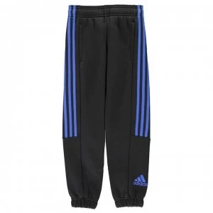 Image of adidas 3 Stripe Fleece Pants - Black/Blue
