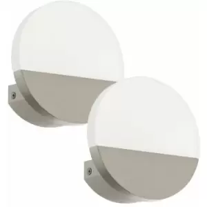 Image of 2 pack Wall Light Colour Satin Nickel Shade Satined Plastic LED 1x4.5W Included